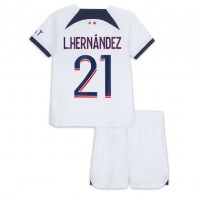 Paris Saint-Germain Lucas Hernandez #21 Vonkajší Detský futbalový dres 2023-24 Krátky Rukáv (+ trenírky)